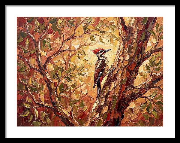 Woodpecker Among Golden Leaves