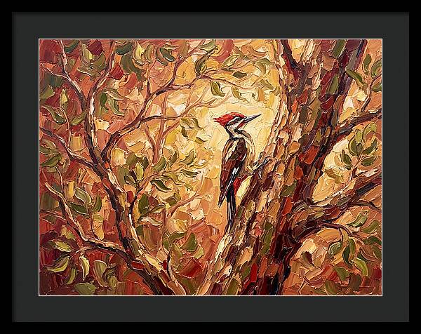 Woodpecker Among Golden Leaves