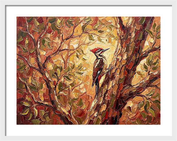 Woodpecker Among Golden Leaves