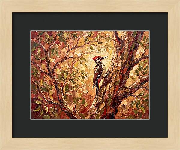 Woodpecker Among Golden Leaves
