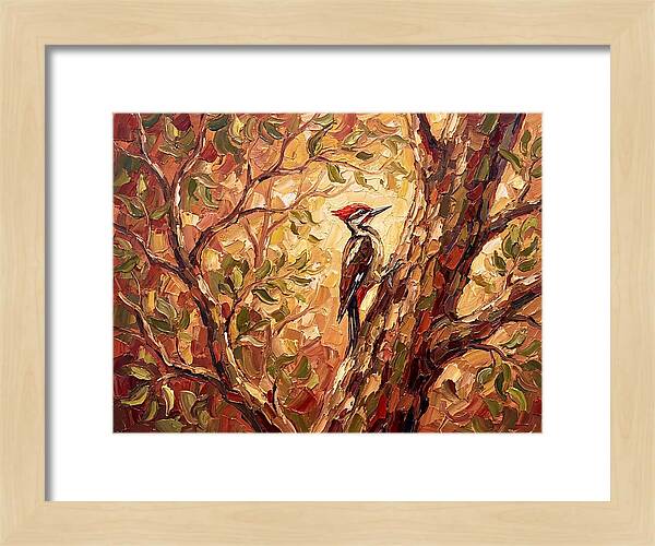 Woodpecker Among Golden Leaves