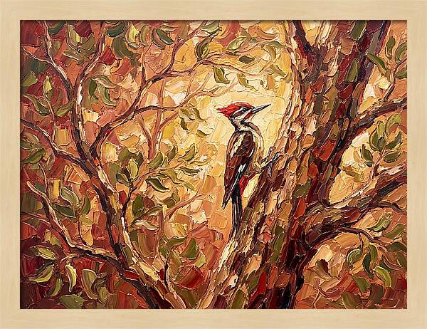 Woodpecker Among Golden Leaves