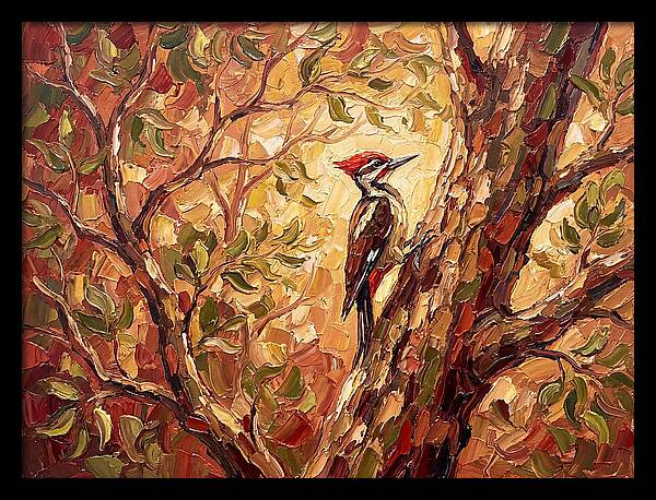 Woodpecker Among Golden Leaves