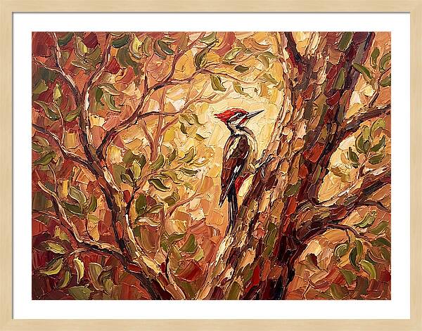 Woodpecker Among Golden Leaves
