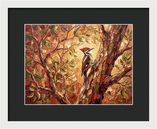 Woodpecker Among Golden Leaves