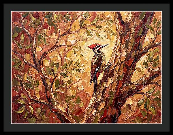 Woodpecker Among Golden Leaves