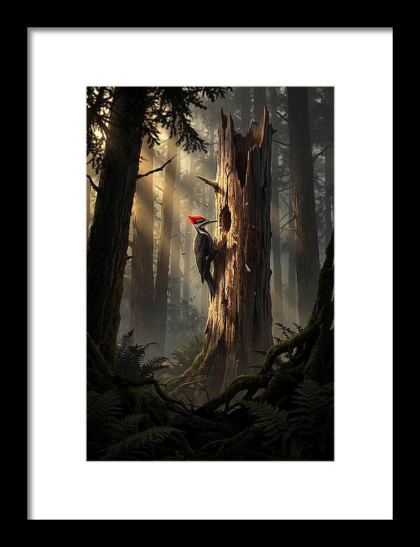 Woodpecker Drumming In The Forest
