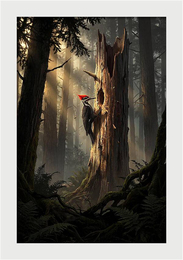 Woodpecker Drumming In The Forest