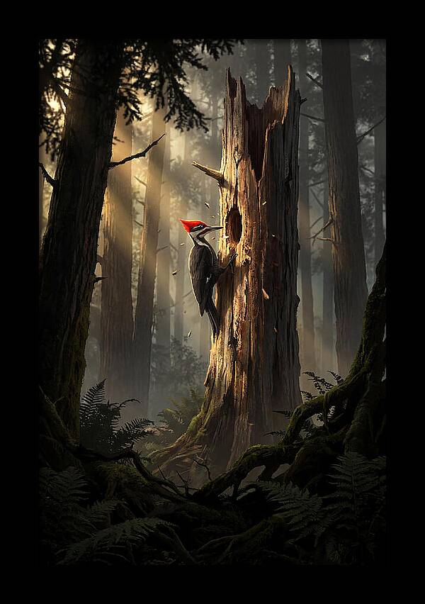 Woodpecker Drumming In The Forest