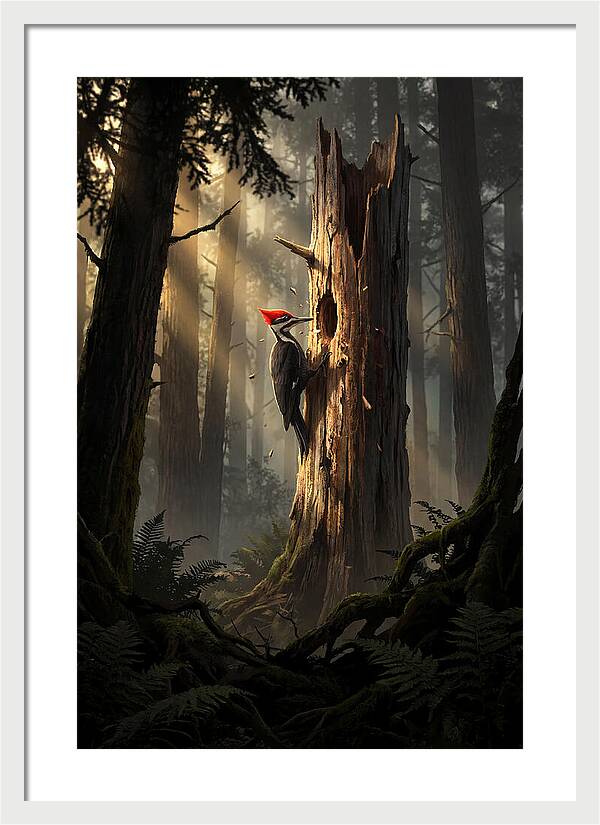 Woodpecker Drumming In The Forest