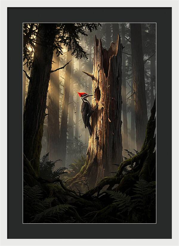 Woodpecker Drumming In The Forest