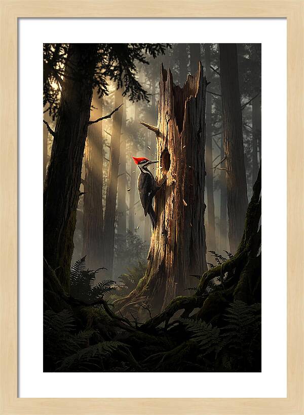 Woodpecker Drumming In The Forest