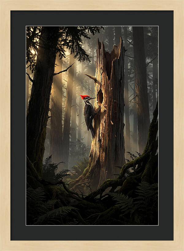 Woodpecker Drumming In The Forest