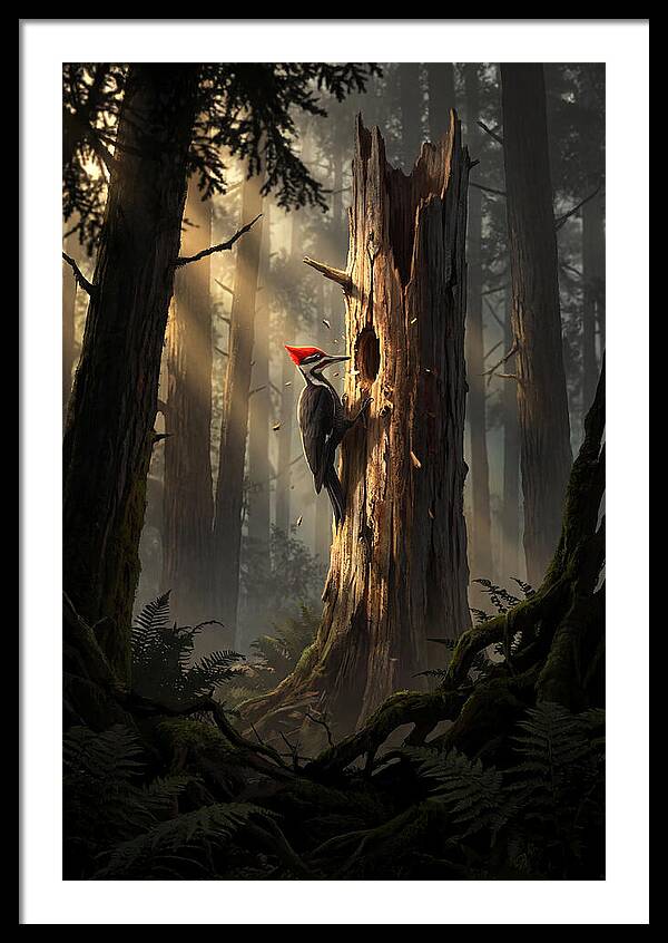 Woodpecker Drumming In The Forest