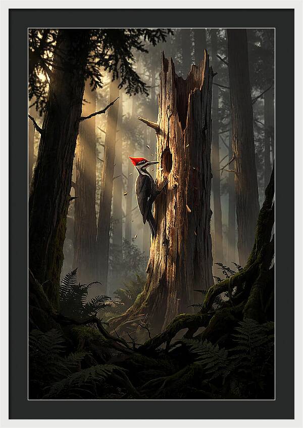 Woodpecker Drumming In The Forest