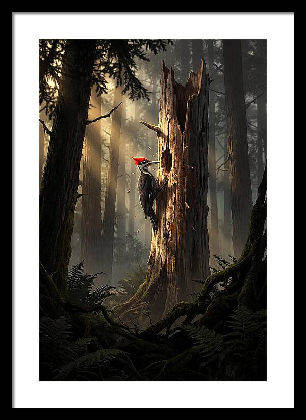 Woodpecker Drumming In The Forest