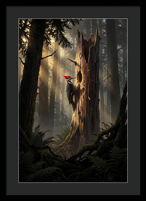 Woodpecker Drumming In The Forest
