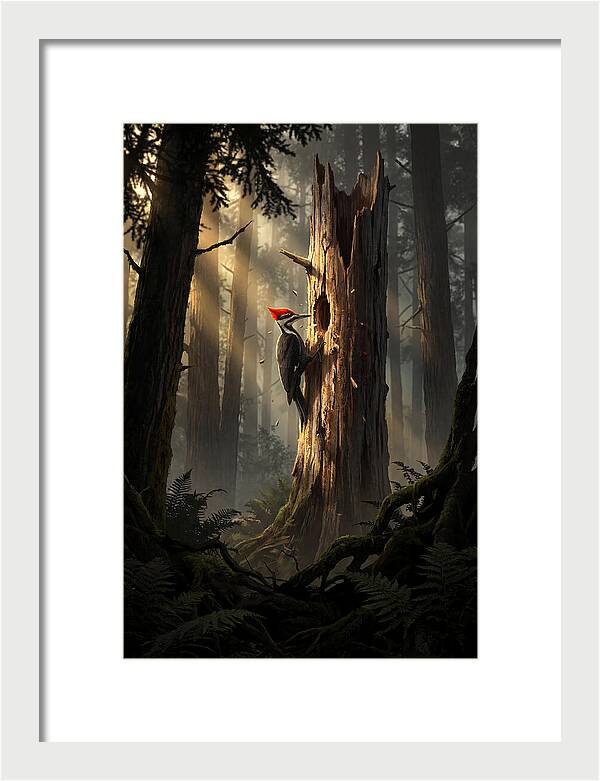 Woodpecker Drumming In The Forest