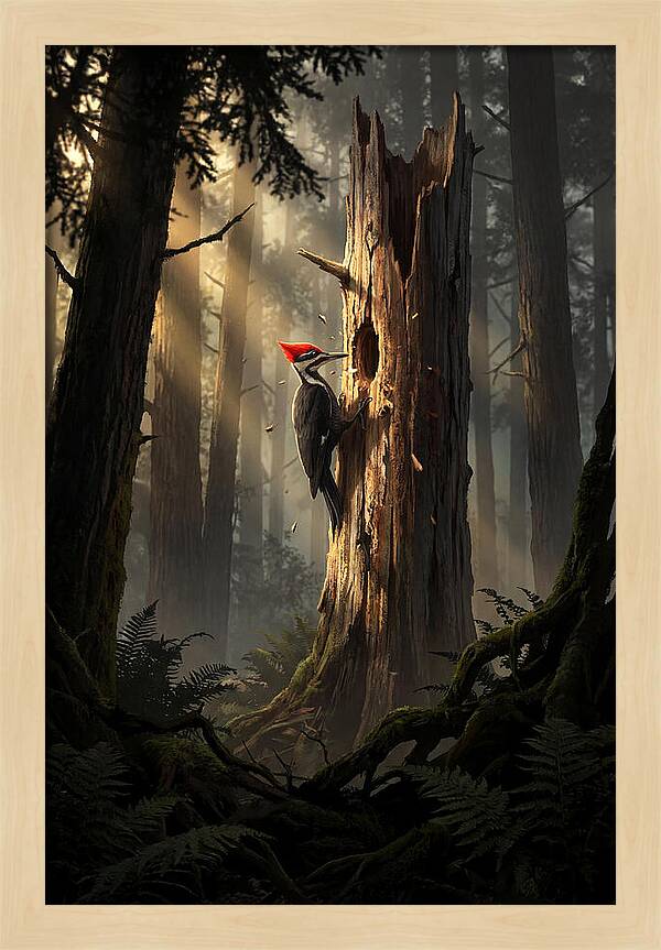 Woodpecker Drumming In The Forest