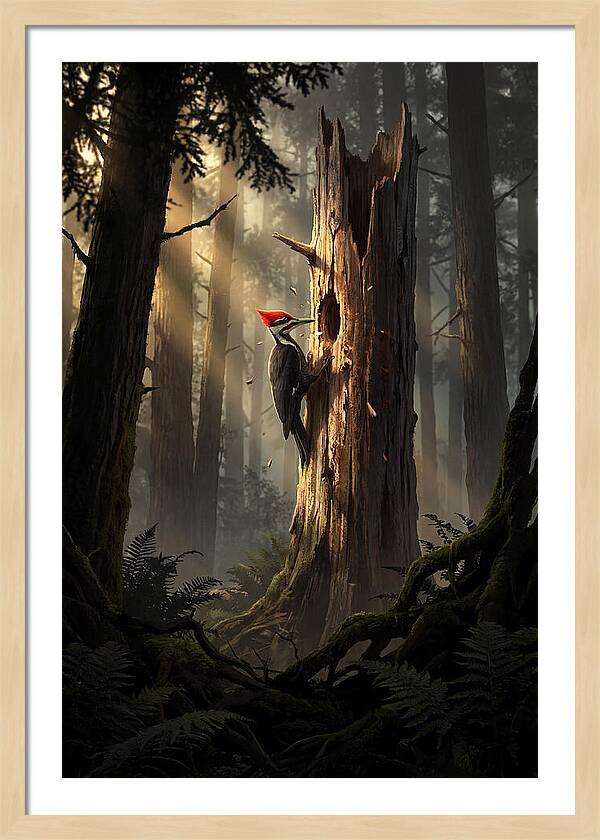 Woodpecker Drumming In The Forest
