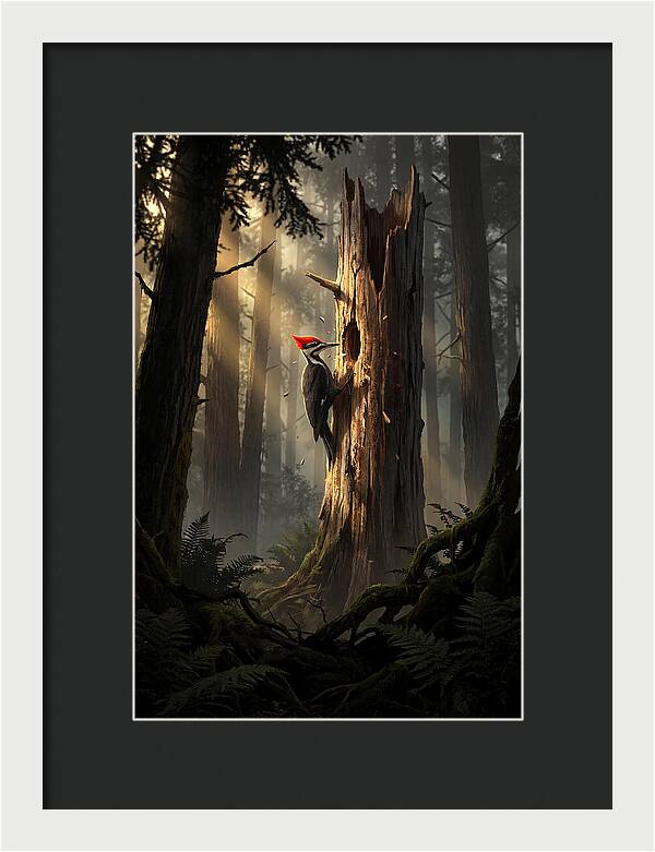 Woodpecker Drumming In The Forest
