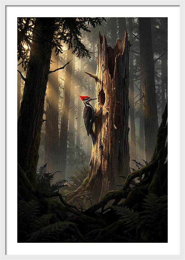 Woodpecker Drumming In The Forest
