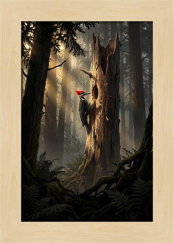 Woodpecker Drumming In The Forest