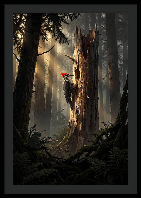 Woodpecker Drumming In The Forest