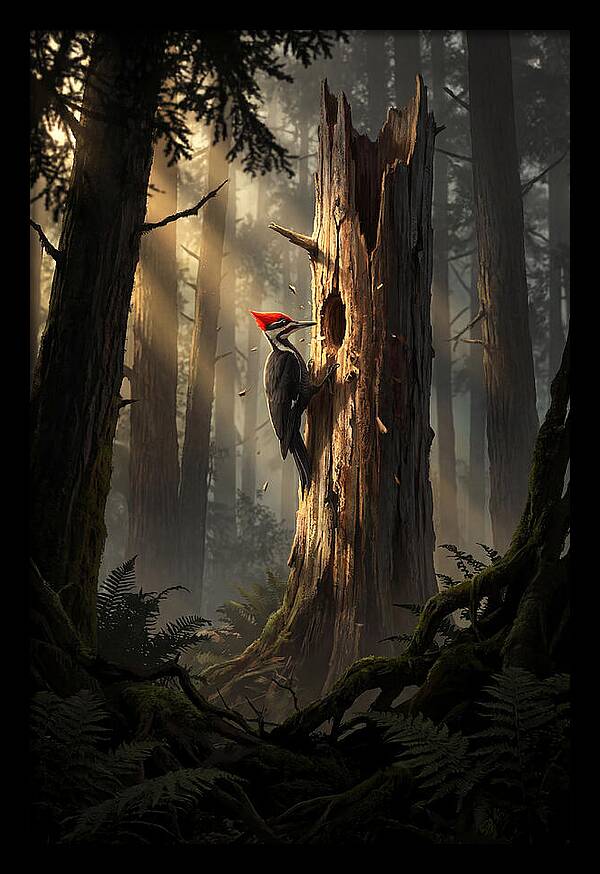 Woodpecker Drumming In The Forest