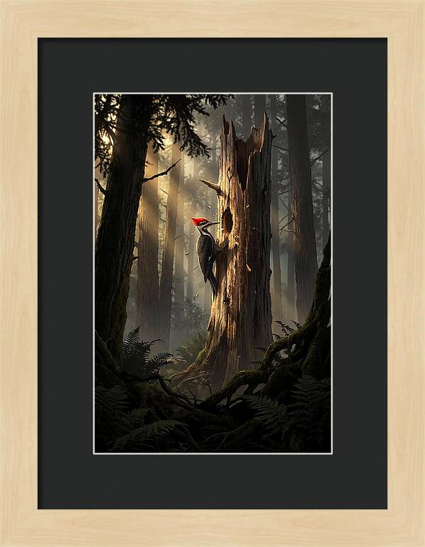 Woodpecker Drumming In The Forest