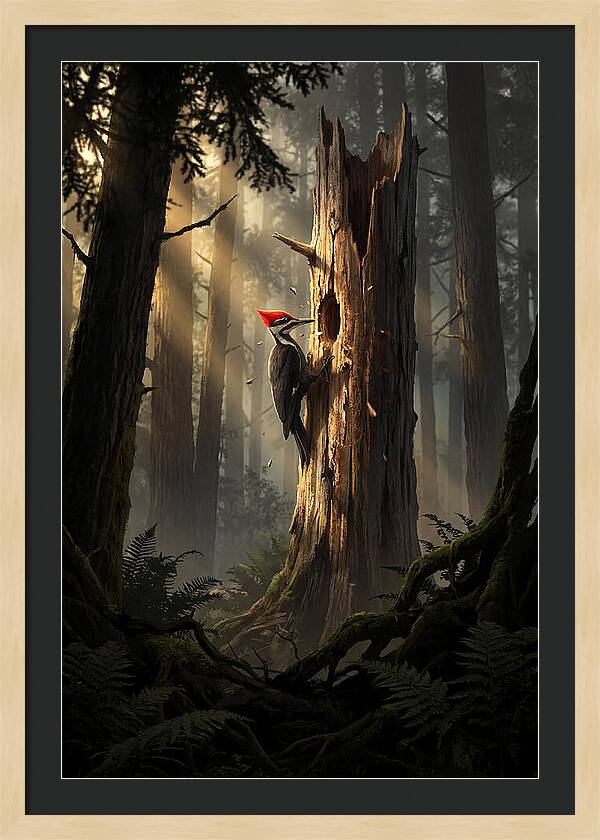 Woodpecker Drumming In The Forest