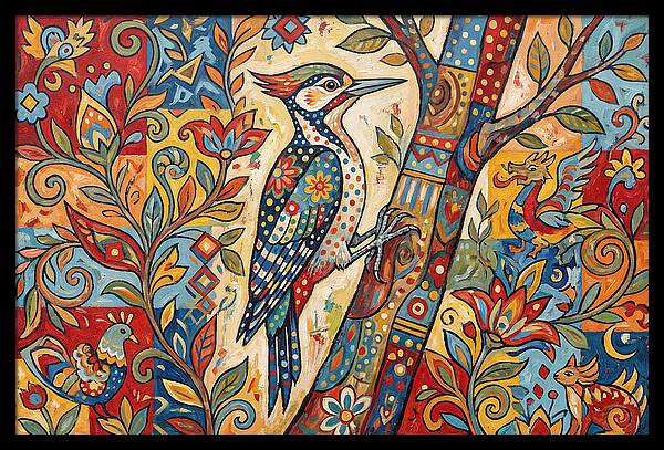 Woodpecker In Vibrant Colors