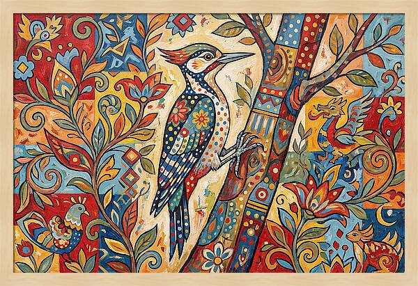 Woodpecker In Vibrant Colors