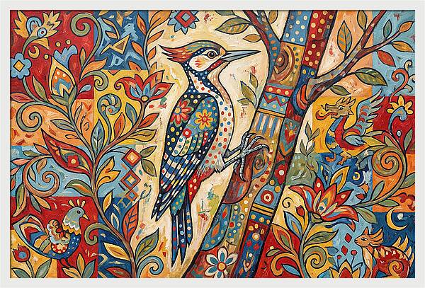Woodpecker In Vibrant Colors
