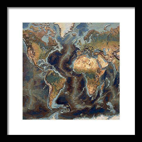 World Map In Palette Knife Style