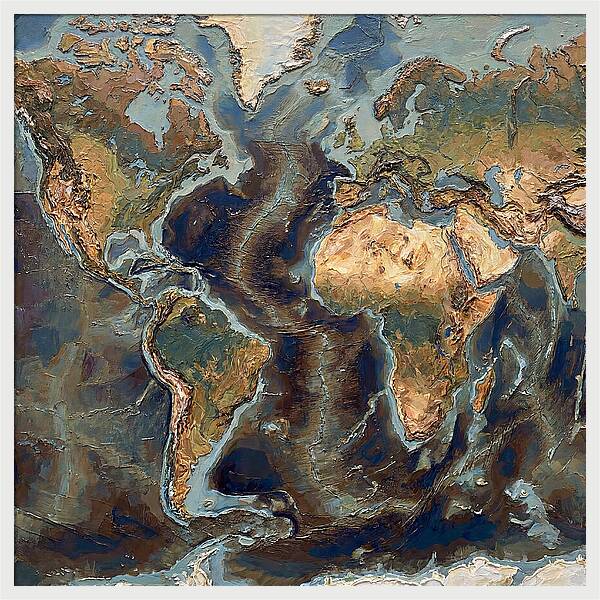 World Map In Palette Knife Style