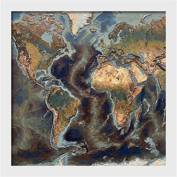 World Map In Palette Knife Style