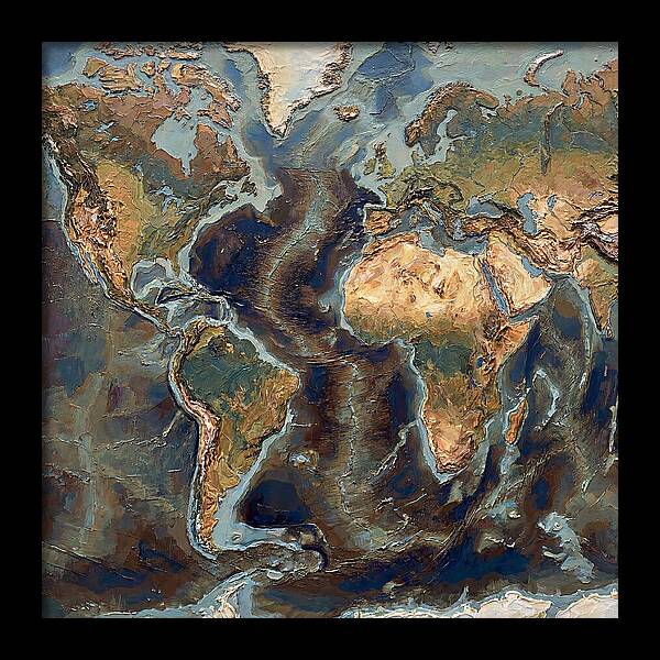 World Map In Palette Knife Style
