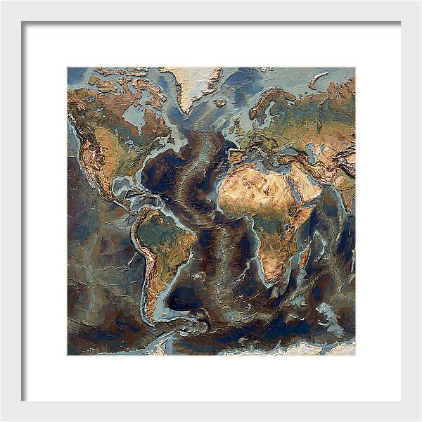 World Map In Palette Knife Style