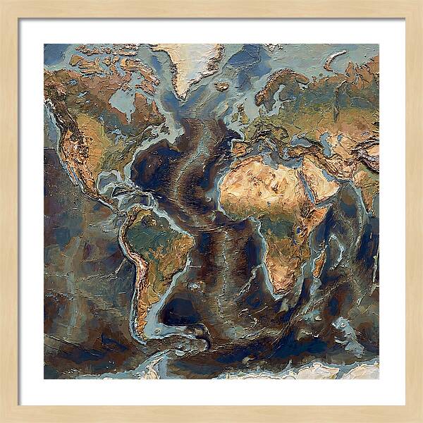 World Map In Palette Knife Style