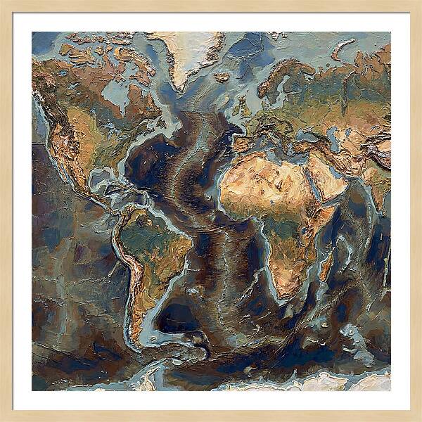 World Map In Palette Knife Style