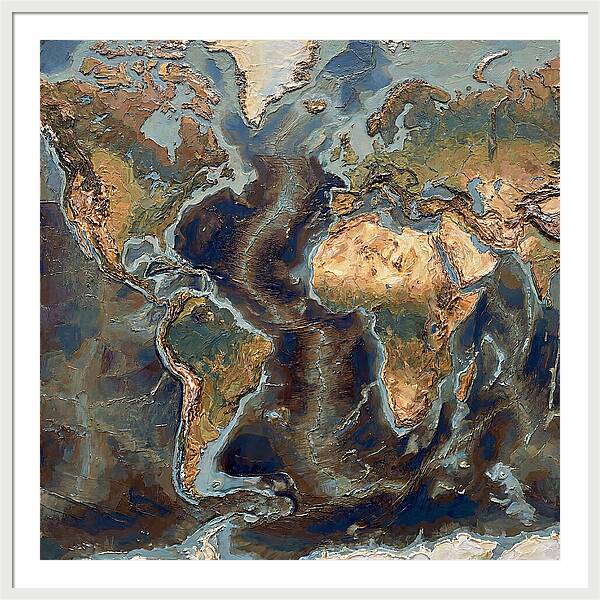 World Map In Palette Knife Style