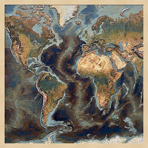World Map In Palette Knife Style