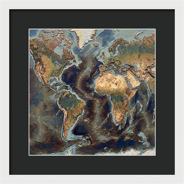 World Map In Palette Knife Style