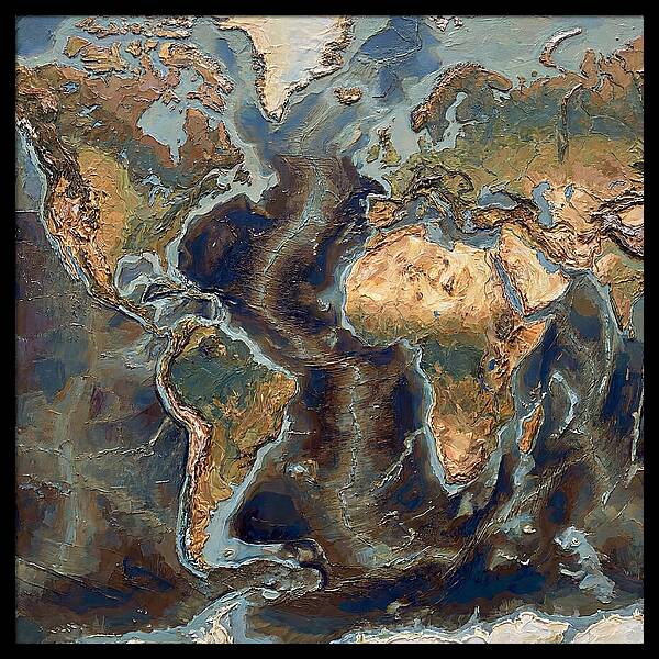 World Map In Palette Knife Style