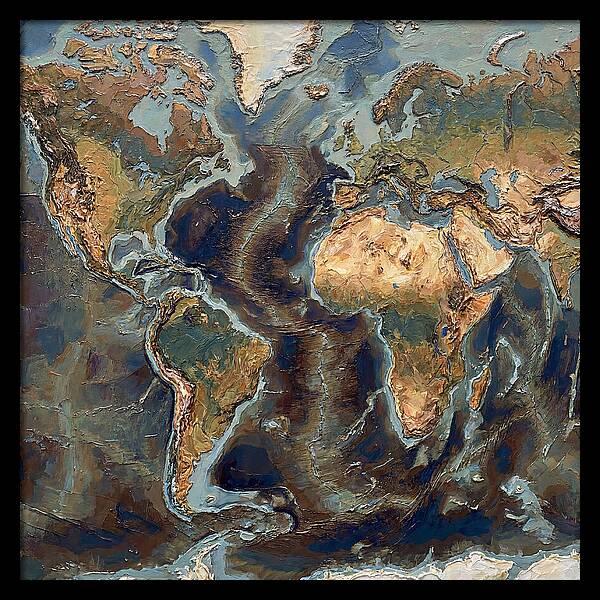 World Map In Palette Knife Style