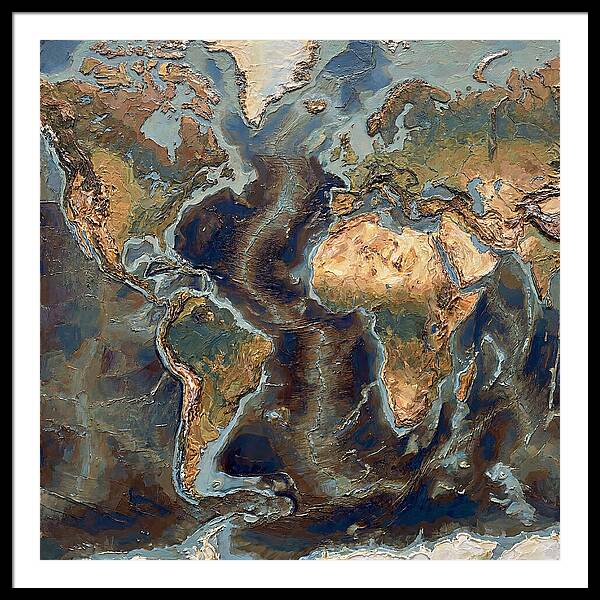World Map In Palette Knife Style