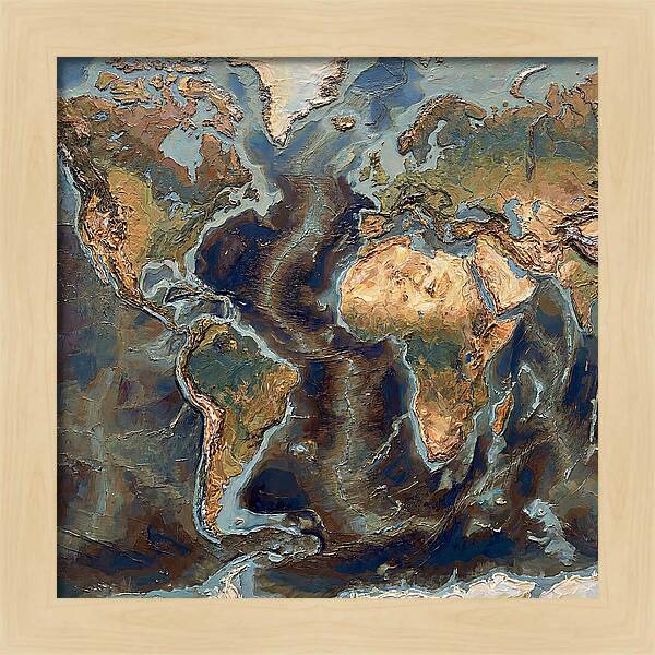World Map In Palette Knife Style