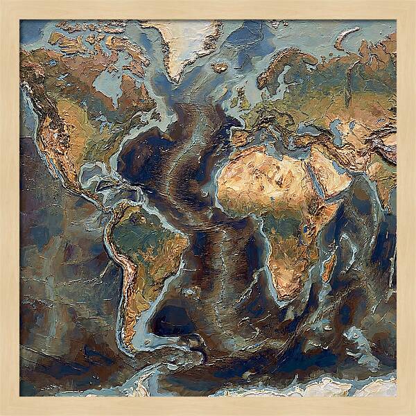 World Map In Palette Knife Style