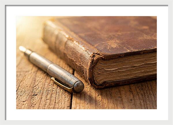 Worn Leather Journal And Pen